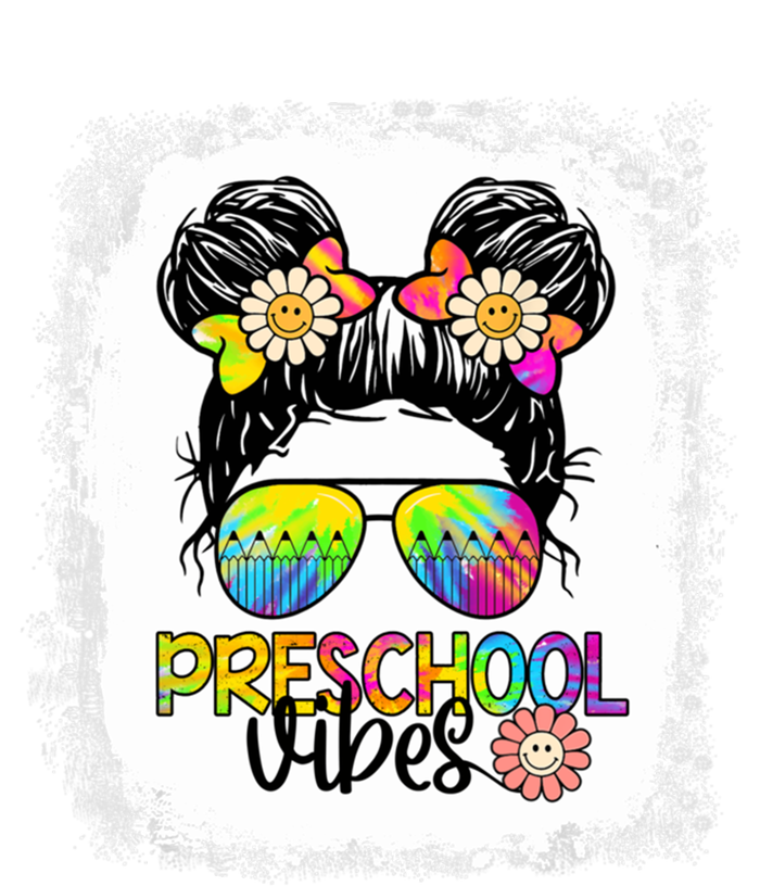 Preschool Vibes Bleached Messy Hair Bun Back To School Gift Sweatshirt Cinch Pack Bag