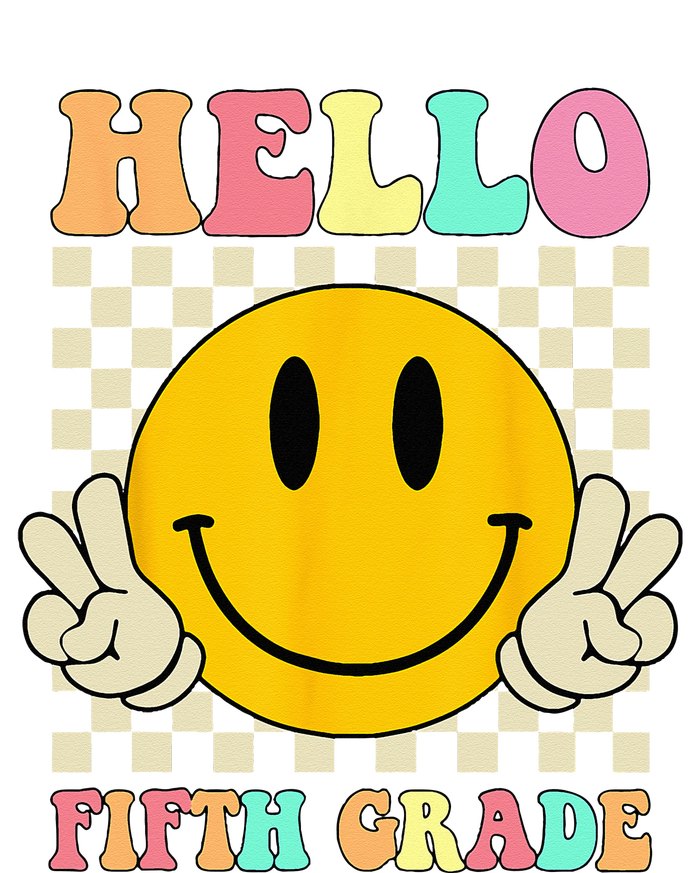 Hello Fifth Grade Hippie Smile Face 5th Grade Back To School T-Shirt