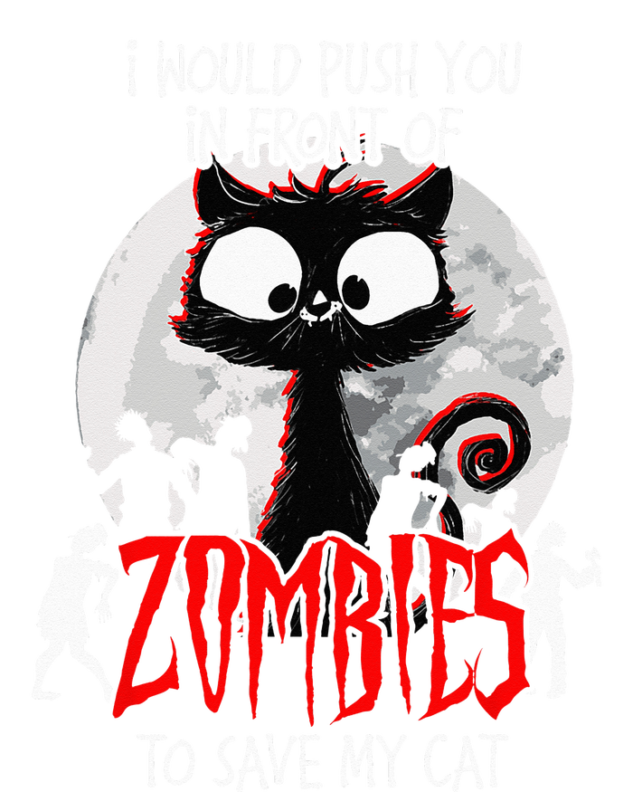 I Would Push You Zombies Cats Zombie Cat Cute Black Cat T-Shirt