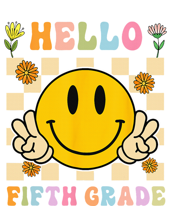 Hello 5th Grade Hippie Smile Face Fifth Grade Back To School Softstyle Adult Sport Polo