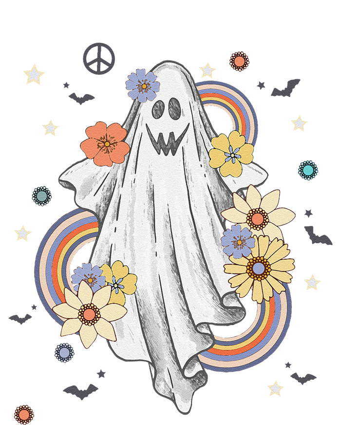 Groovy Vintage Floral Ghost Hippie Halloween Spooky Season T-Shirt