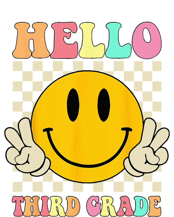 Hello Third Grade Hippie Smile Face 3rd Grade Back To School T-Shirt