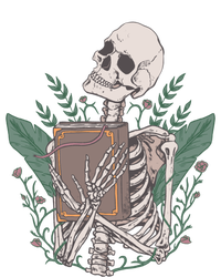 Skeleton With Book And Flowers Book Lover Goth Halloween Meaningful Gift Bumper Sticker