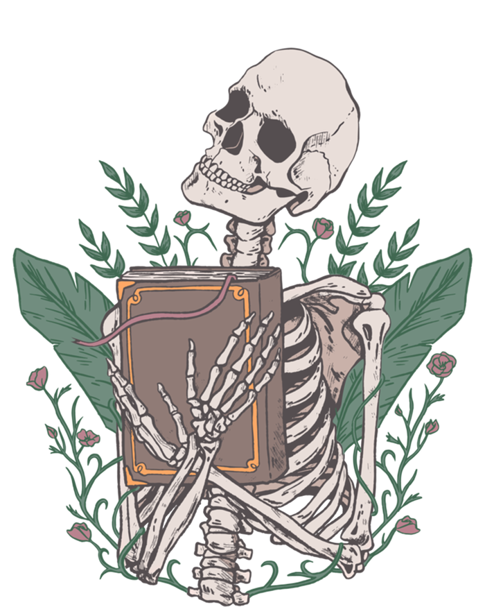 Skeleton With Book And Flowers Book Lover Goth Halloween Meaningful Gift Bumper Sticker