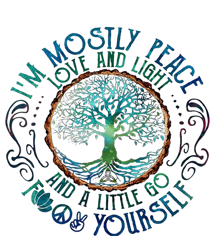 Yoga tree root color- I'm mostly Peace love & light Meditate Ladies Long Sleeve Shirt