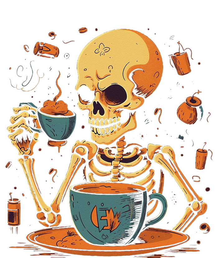 Skeleton Drinking Coffee Halloween Costume Barista Tie-Dye T-Shirt