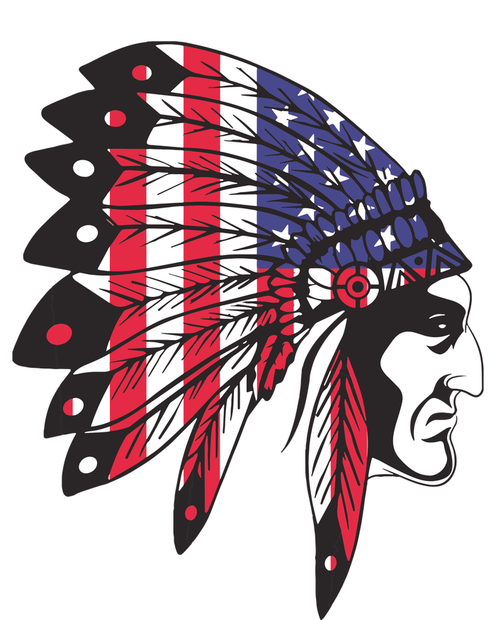 Native American Indian Chief American USA Flag 4th Of July Premium T-Shirt