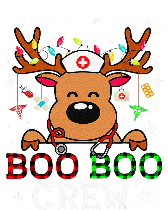 Boo Boo Crew Reindeer Nurse Buffalo Plaid Nurse Christmas Cooling Performance Long Sleeve Crew