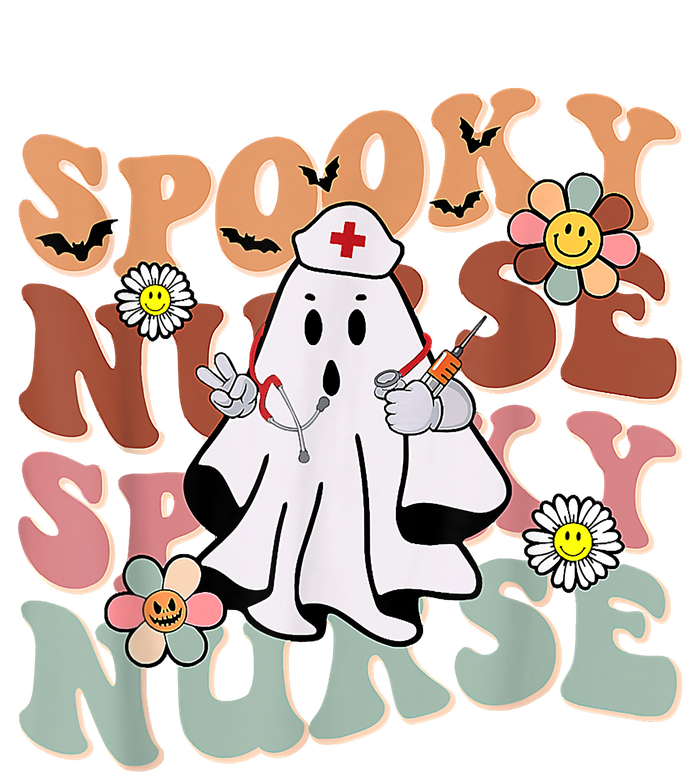 Groovy Retro Spooky Nurse Ghost Halloween Trick Or Treat V-Neck T-Shirt