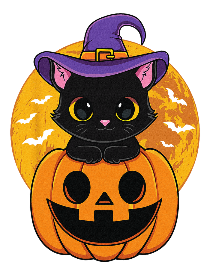 Halloween Black Cat Witch Hat Pumpkin For Ladies Long Sleeve Shirt