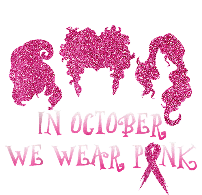 Halloween Hocus In October We Wear Pink Breast Cancer Po.cus Stripe Pom Pom Beanie