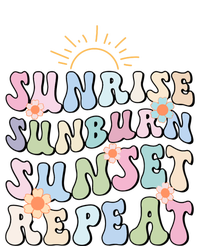 Sunrise Sunburn Sunset Repeat Pink Flowers Retro Wavy Groovy Gift T-Shirt