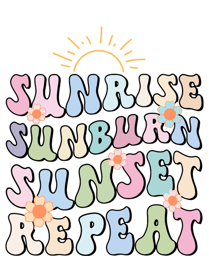 Sunrise Sunburn Sunset Repeat Pink Flowers Retro Wavy Groovy Gift T-Shirt