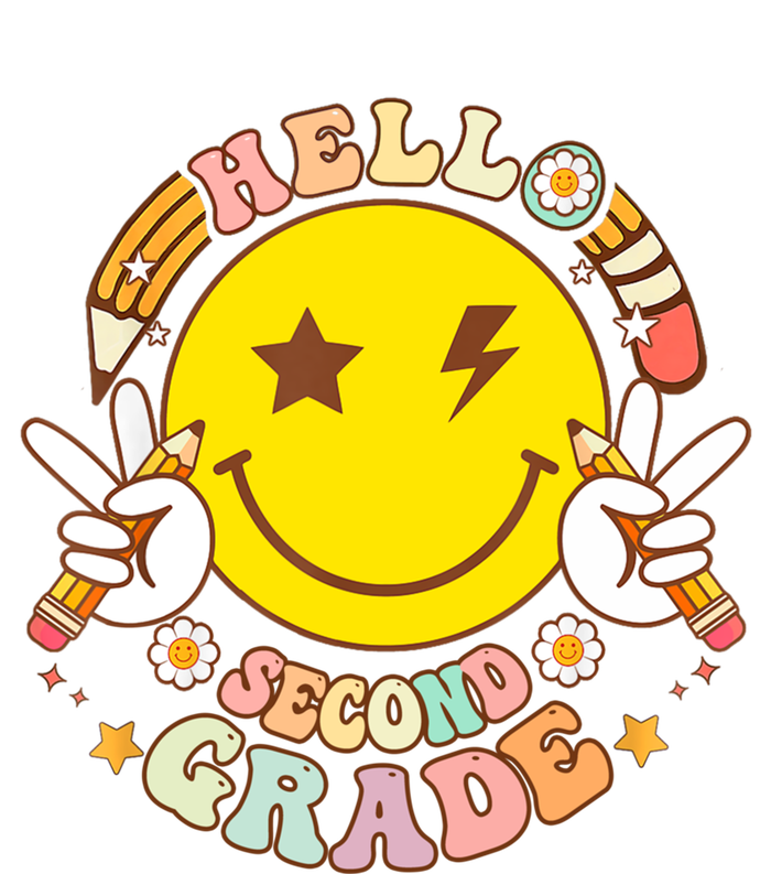 Hello Second Grade Hippie Smile Face Back To School Teacher Gift Toddler Long Sleeve Shirt