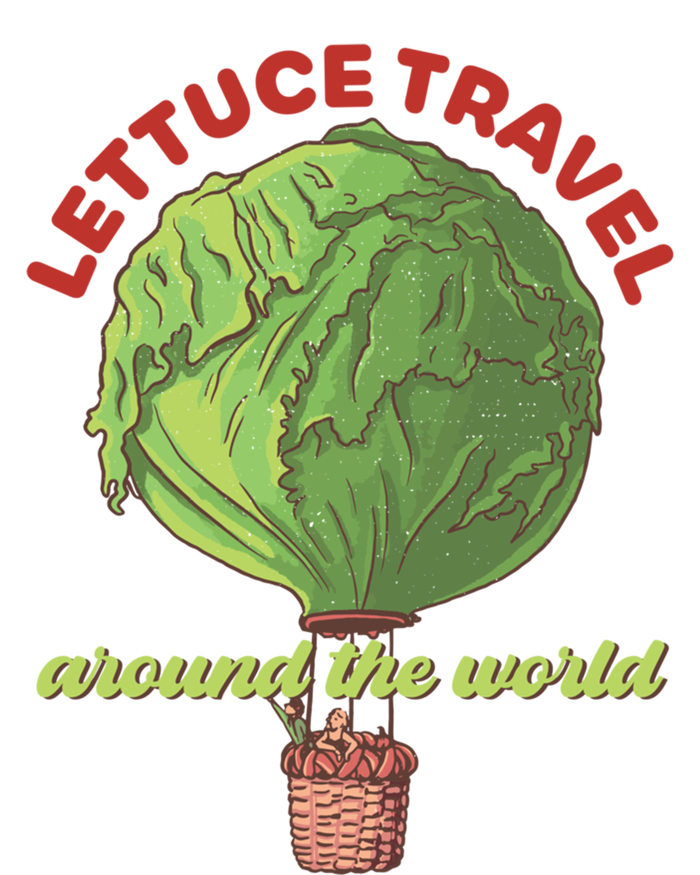 Funny Vegan Pun Lets Travel Lettuce Hot Air Balloon Graphic Gift T-Shirt