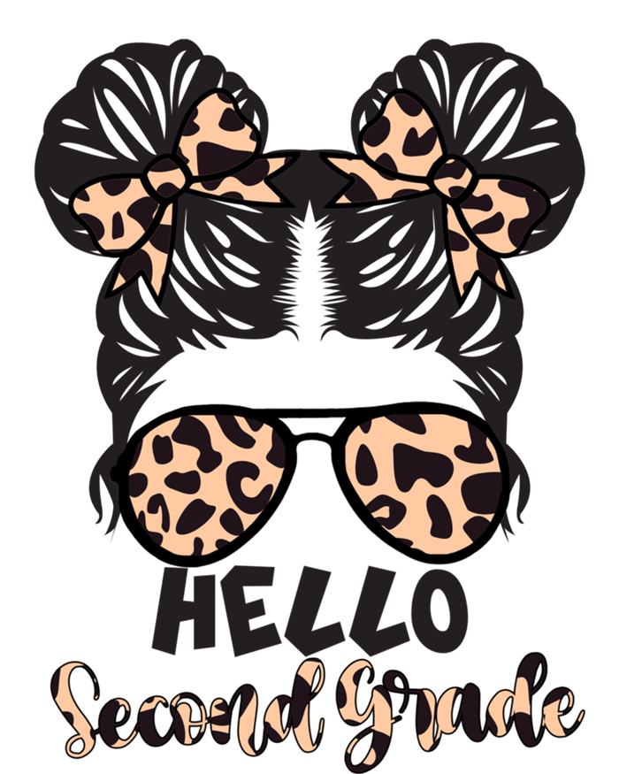 Leopard Hello Second Grade Messy Bun Hair Teacher And Gift Womens Funnel Neck Pullover Hood