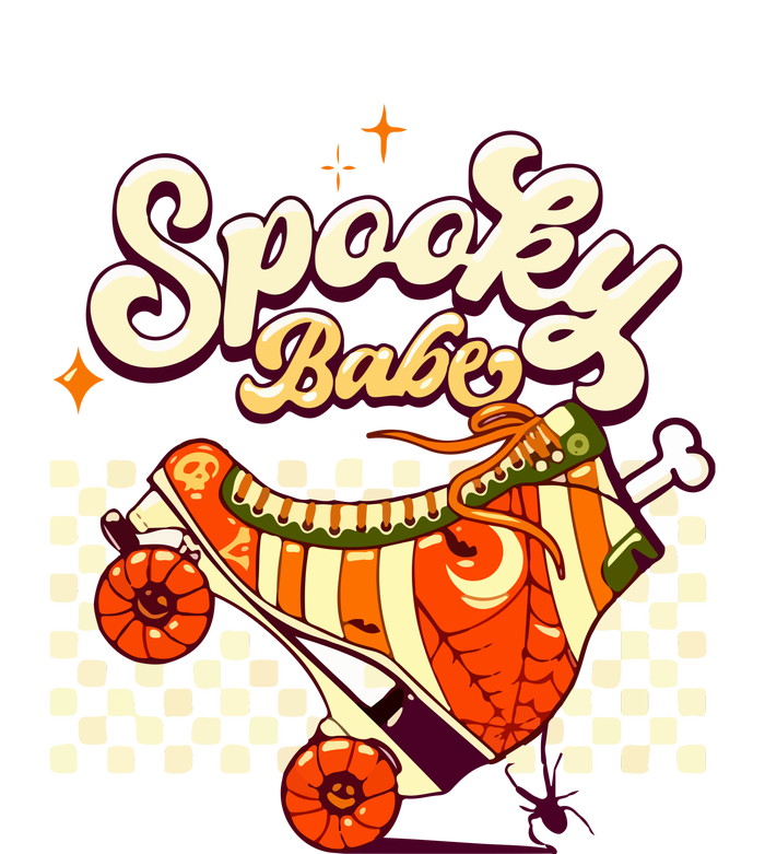 Spooky Babe Retro Halloween Orange Roller Skates Funny Pumpkin Gift T-Shirt