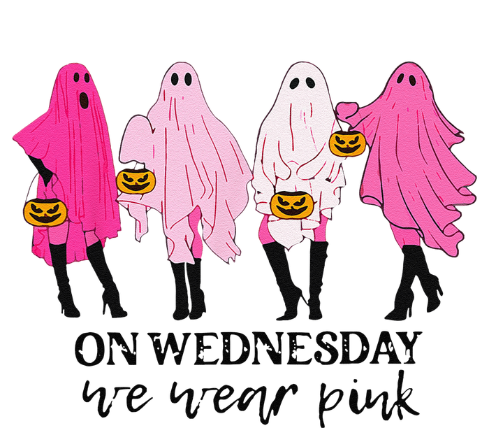 On Wednesday We Wear Pink Ghost Halloween Breast Cancer Bumper Sticker