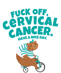 Fuck Off Cervical Cancer Bear Gift Women's Long Sleeve Flannel Pajama Set 