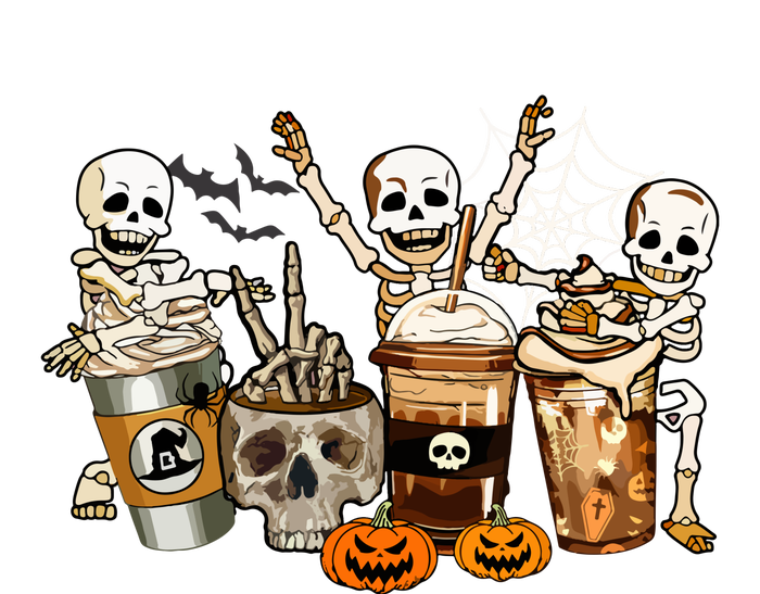 Men Womens Funny Skeleton Horror Coffee Halloween Costumes Gift T-Shirt