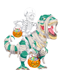 Funny Skeleton Riding Mummy Dinosaur T Rex For Halloween Gift T-Shirt