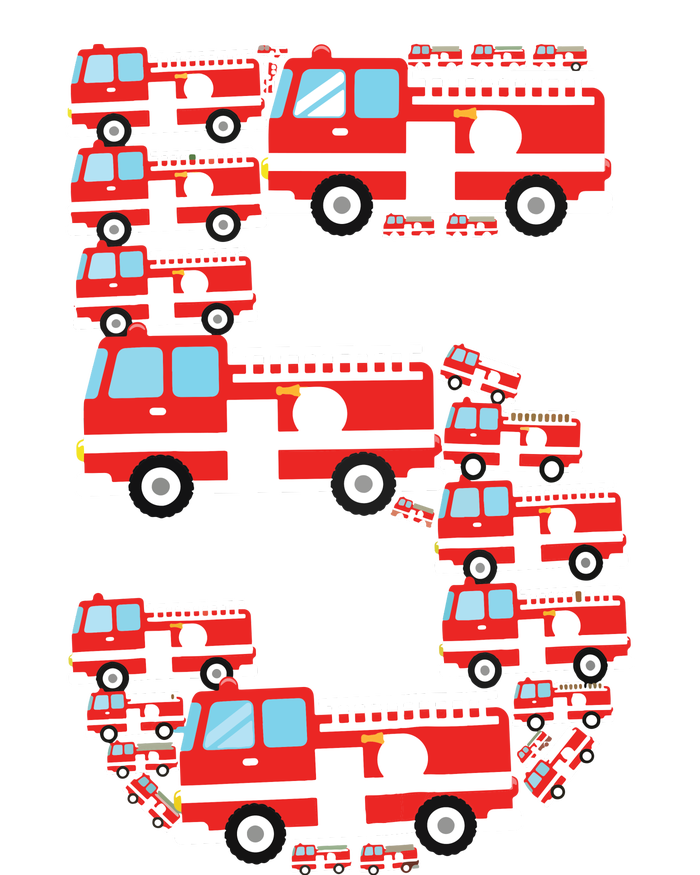 Kids Fire Truck 5th Birthday Boy 5 Year Old Firefighter T-Shirt