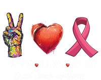 Peace Love Cure Breast Cancer Awareness Funny Gift Stripe Pom Pom Beanie