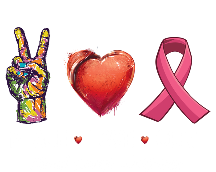 Peace Love Cure Breast Cancer Awareness Funny Gift Stripe Pom Pom Beanie