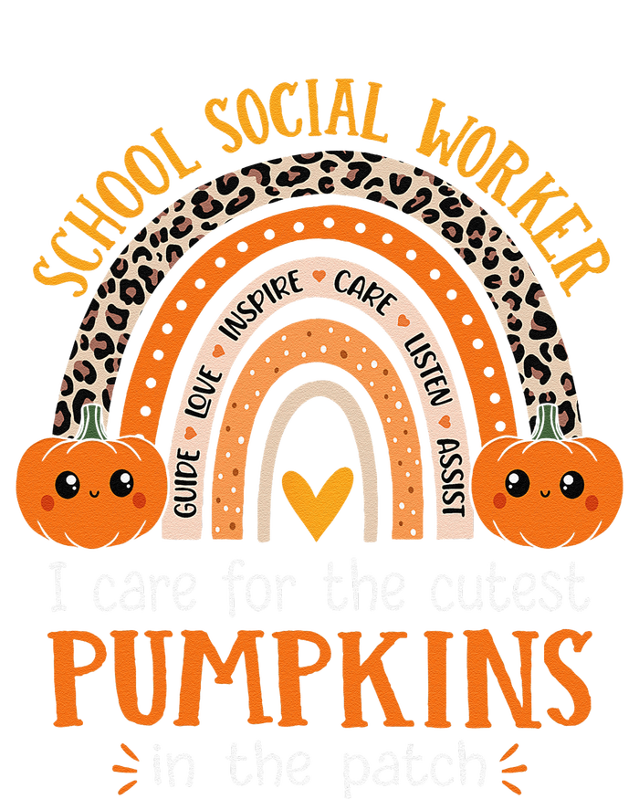 School Social Worker Halloween Rainbow Leopard School Worker T-Shirt