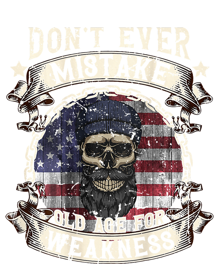 Skull American Flag Dont Ever Mistake Old Age For Weakness Ladies Long Sleeve Shirt