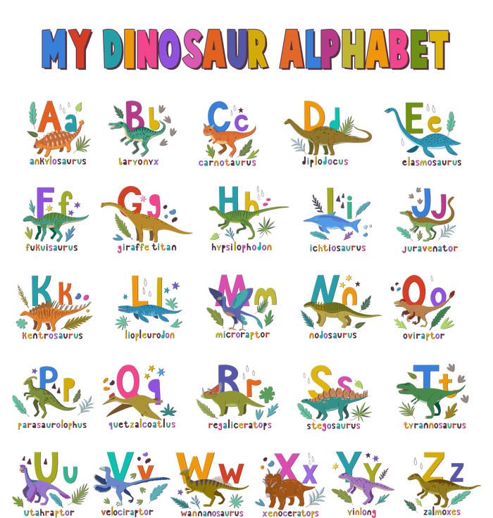 Cool Dinosaur Alphabet Back To School Dry Zone Grid Polo