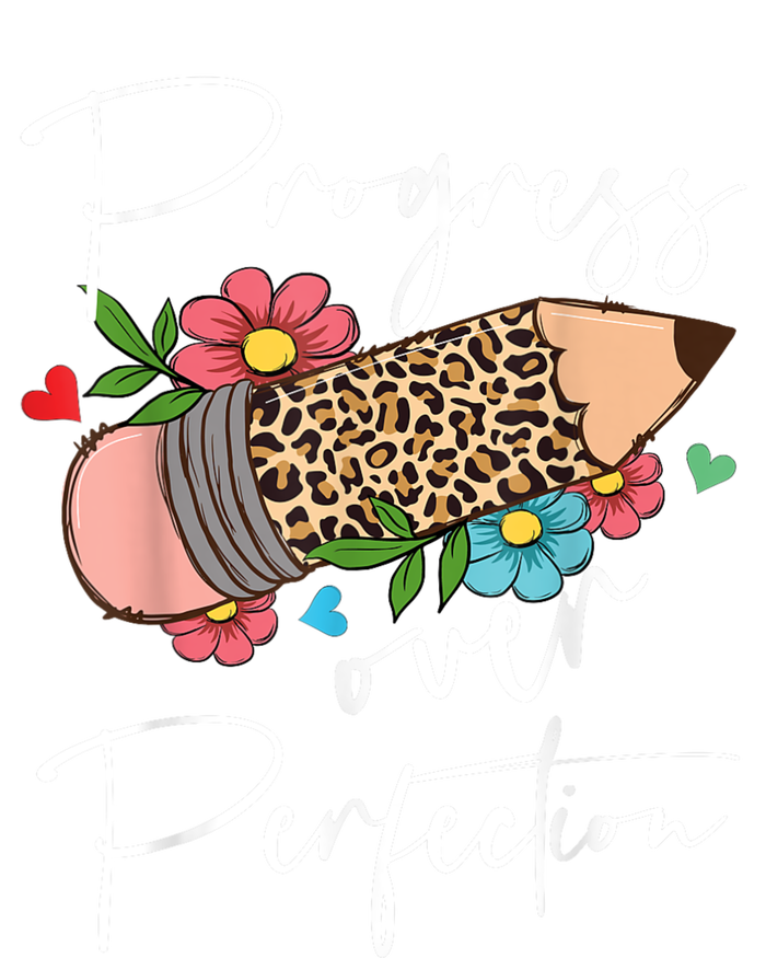 Progress Over Perfection Leopard Pencil Motivational Teacher Womens California Wash Sweatshirt