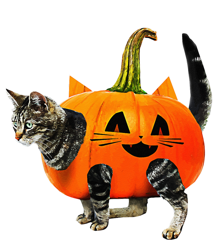 Funny Halloween Jack O Lantern Pumpkin Cat V-Neck T-Shirt