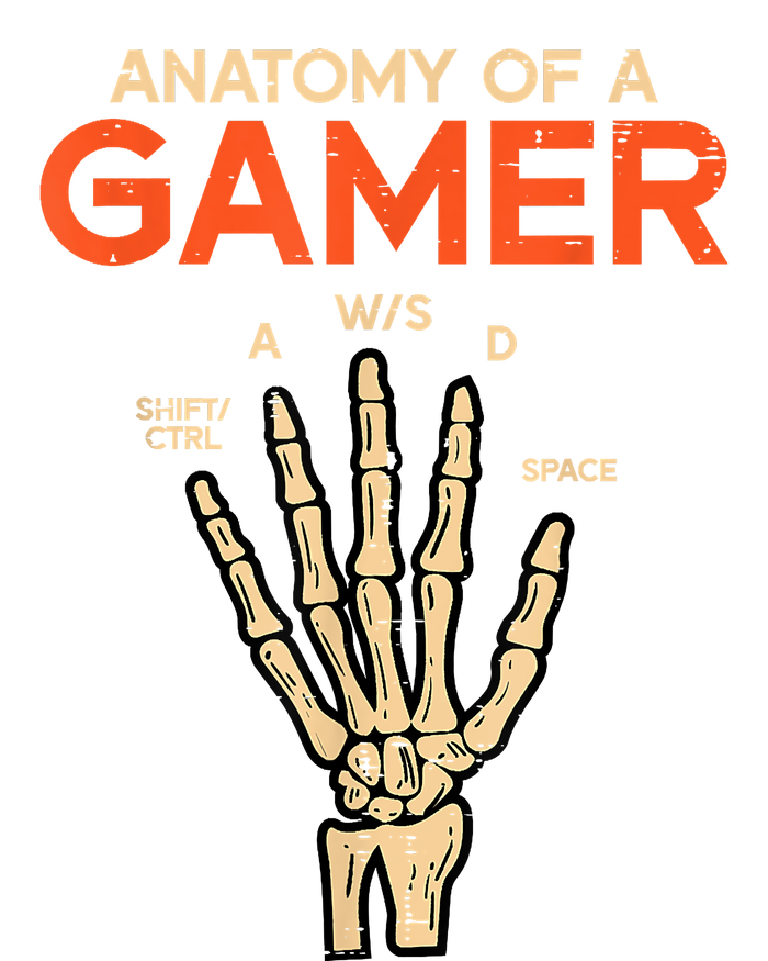 Anatomy Of A Gamer Skeleton Hand Funny Long Sleeve Shirt