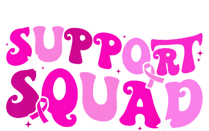 Support Squad Groovy Pink Ribbon Breast Cancer Awareness T-Shirt