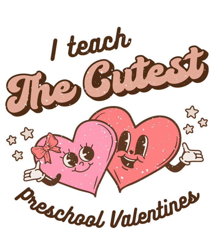 I Teach The Cutest Preschool Valentines Retro Hearts Teacher Gift Sustainable Beanie