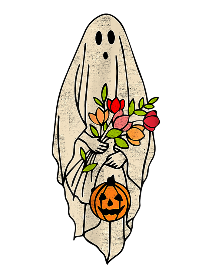 Retro Vintage Gnoovy Halloween Flower Ghost Pumpkin Sketch T-Shirt