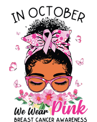 In October We Wear Pink Black Women Messy Bun Breast Cancer Women's Crop Top Tee