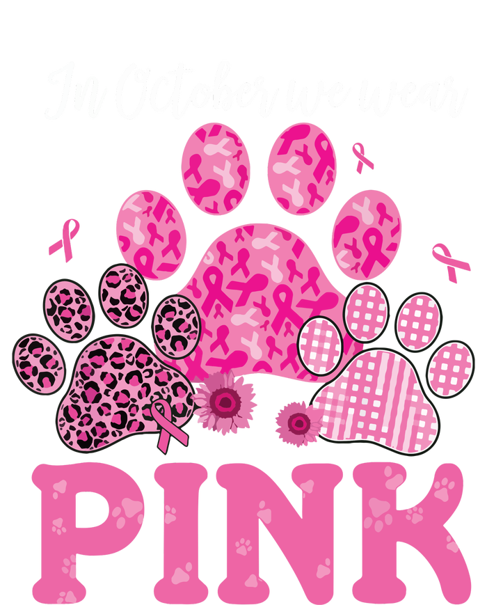 In October We Wear Pink Dog Cat Paw Breast Cancer Awareness Mousepad