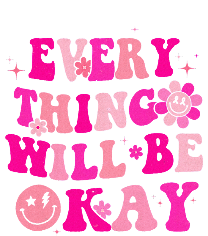 Everything Will Be Okay Breast Cancer Awareness Pink Retro Women's Tri-Blend 3/4-Sleeve Raglan Shirt