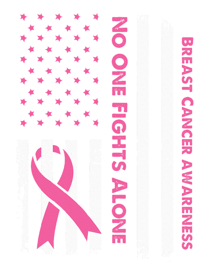 No One Fights Breast Cancer Alone USA Flag Pink Ribbon T-Shirt