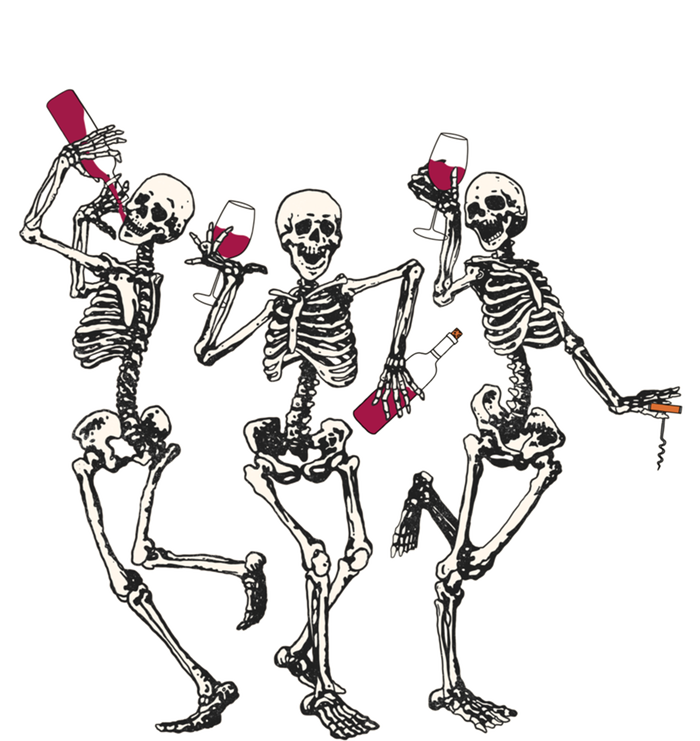 Dancing Skeletons Ing Wine Lover Funny Halloween Scary Funny Gift T-Shirt