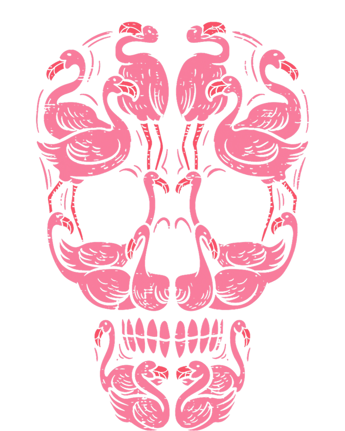 Pink Flamingo Skull Breast Cancer Awareness Halloween Women Women's Tri-Blend 3/4-Sleeve Raglan Shirt