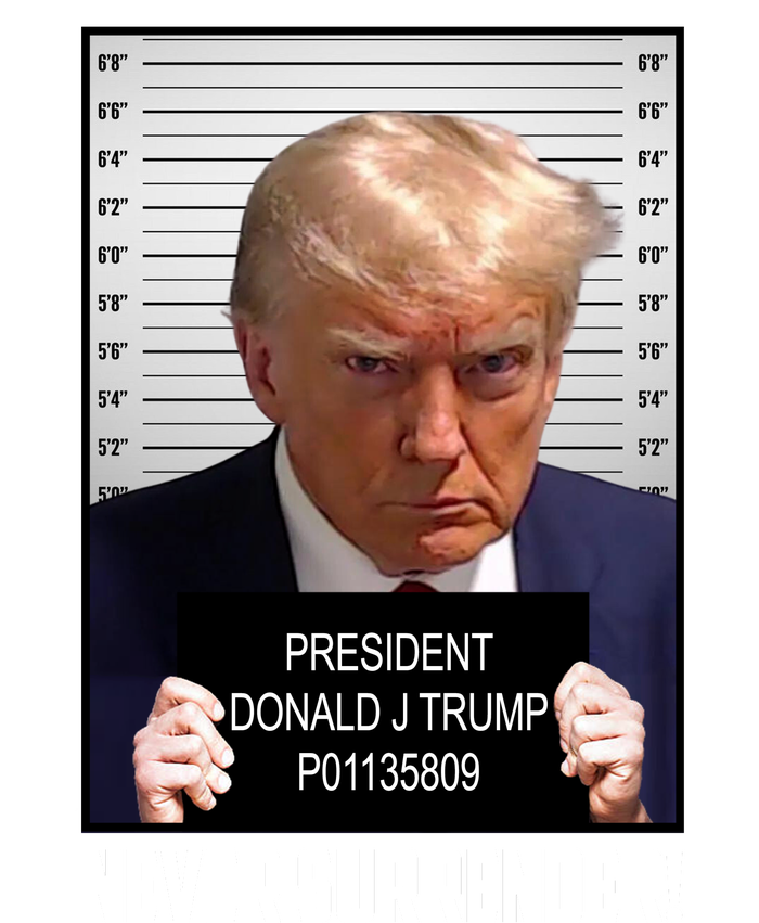 President Donald J Trump Mugshot Never Surrender Full-Length Apron With Pockets