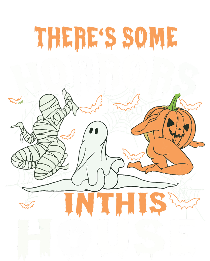 Theres Some Horrors In This House Halloween Pumpkin Ghost Women's Tri-Blend 3/4-Sleeve Raglan Shirt