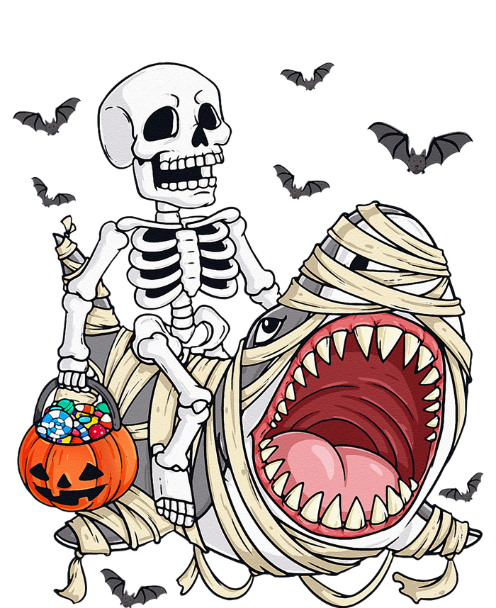 Skeleton Riding Mummy Shark Funny Halloween Pumpkin Full Zip Hoodie