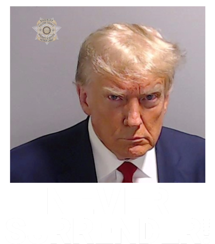 Trump Never Surrender Mugshot Booking Georgia Trump Mugshot Trump Mugshot 2024 Poster