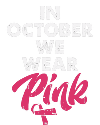 In October We Wear Pink Shirts Breast Cancer Awareness Striped Beanie with Solid Band