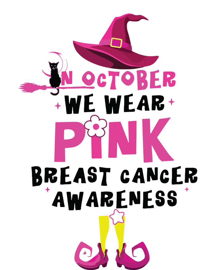 In October We Wear Pink Witch With Hat Breast Cancer Garment-Dyed Sweatshirt