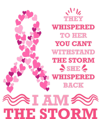 I Am The Storm Breast Cancer Ribbon Striped Beanie with Solid Band